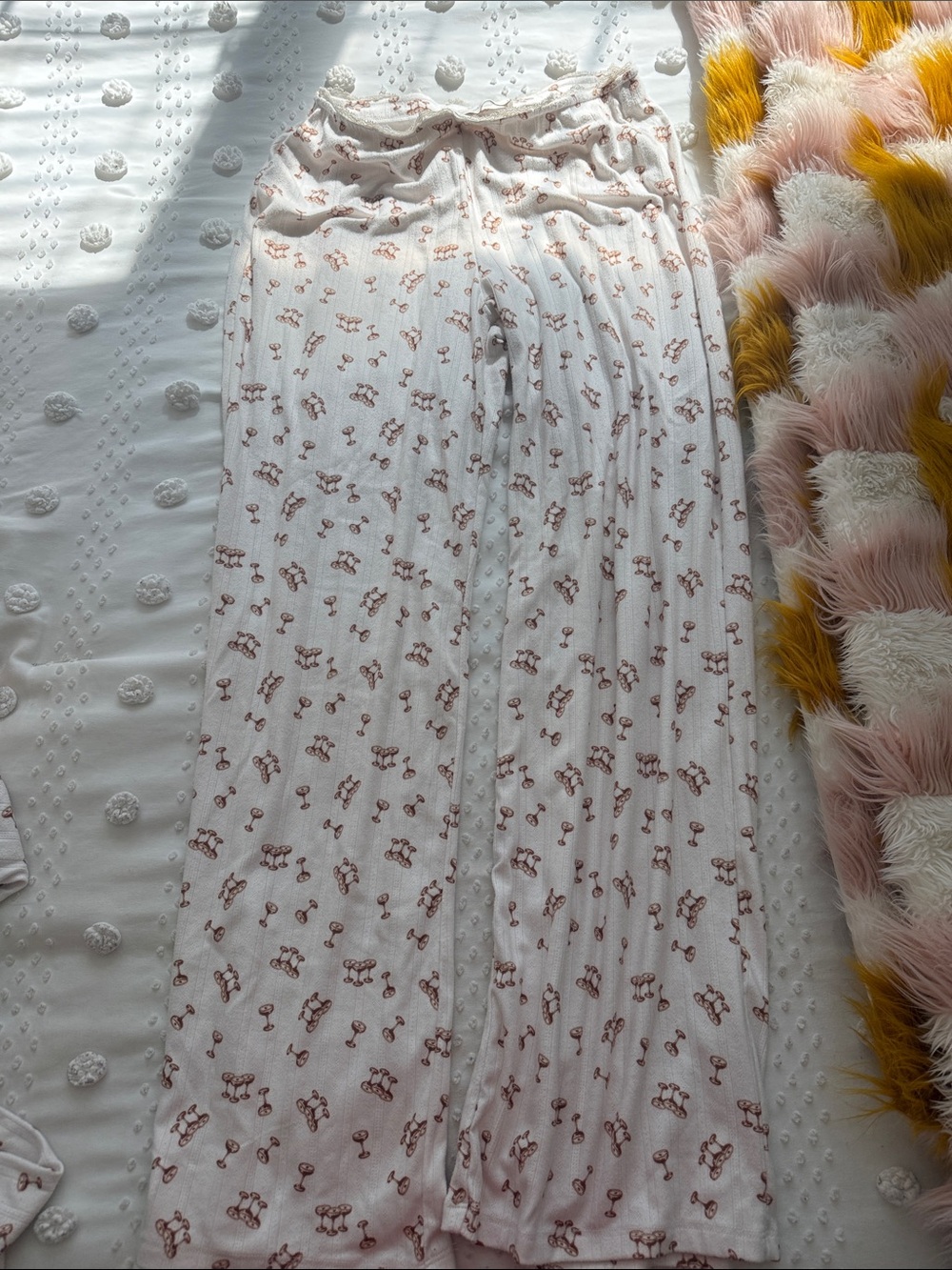 Abercrombie & Fitch Cream Wide-Leg Espresso Martini Lounge/Pj Pants